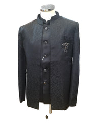 PREMIUM Slim Fit Mens Black BandhGala / Prince / Chinese Collar Open Jacket with inside Waistcoat- Fantastic Fit - CS2409 JA 0524