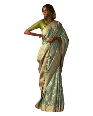 Sea Green - Chiffon Saree with Fancy Ready made Blouse - SA232 TC 0624