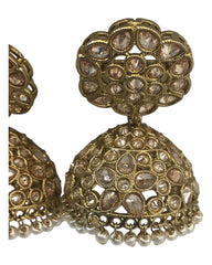 Gold - Large - Antique Gold Finish Traditional Zhumki Earrings - Bollywood - Weddings - SV2410 C 0724