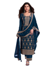 Navy Blue - Simple / Classy Silky Ladies Indian Salwar Suit with Rich Dupatta - Available in Sizes 10,14 & 18 - VF69185 TY 0924