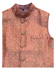 Coral - Banarasi Handloom Brocade Mens Waistcoat - UK Stock- Dispatch in 24 hrs - KCS241102 KK