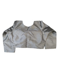 Light Grey / Silver - Silky Saree blouse with cups,  Long Sleeves, High Back - 38