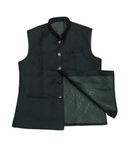 Racing / Bottle Green - Self Brocade Indian Mens Waistcoat / Bandi - Bollywood - CS2403 KT 0524