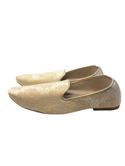 Very Comfortable Gold Brocade Loafer Style Mojri - Indian Mens shoes - Mojari , Khossay -  YD2503 C