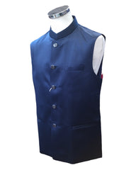 PREMIUM Slim Fit Mens Navy Blue BandhGala / Prince / Chinese Collar Open Jacket with inside Waistcoat- Fantastic Fit - CS2407 JP 0524