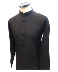 Black - Rich Material Mens Indian Kurta set - Pair with a waistcoat or wear under Sherwanis - Weddings / Walimas , Sangeet, Mehndi / Henna , Eid / Diwali - BS2503 01VK25