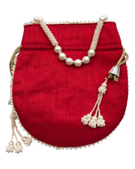 Red - Silky Bollywood Ladies Potli / Pouch Style HandBag - GJ21 10Rp24