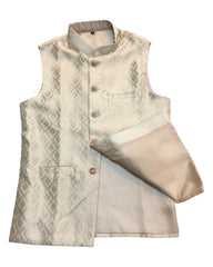 Gold - Rich Banarasi Brocade Handloom Brocade Mens Waistcoat - UK Stock- Dispatch in 24 hrs - KCS241108 KP