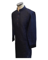 Navy Blue - Raw Silky Mens Indian Kurta set - Pair with a waistcoat or wear under Sherwanis - Weddings / Walimas , Sangeet, Mehndi / Henna , Eid / Diwali - BS2504 01KV25