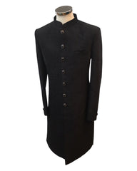 Size 38, 40, 42 - Black - Classic Suede Sherwani with Buttons -  BS787 01RV25