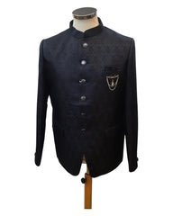 Navy Blue - PREMIUM Slim Fit Mens Self Brocade BandhGala / Prince / Chinese Collar Jacket - Fantastic Fit - CS2501 01TA25