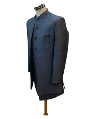 Dark Grey - PREMIUM Mens Knee Length  Jacket with Long Waistcoat - Fantastic Fit - KCS6112 02PK25