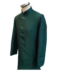 Turquoise Rama Green - Brocade Mens Indian Kurta set - Weddings / Walimas , Sangeet, Eid, Mehndi / Henna - NAD2506 01KT25