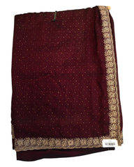 Maroon - Dupion Silk -Fancy Party Saree with Blouse Piece - 11KA24 SP2416