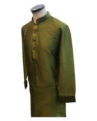 Henna Mehndi Green - Raw Silky Mens Indian Kurta set - Pair with a waistcoat or wear under Sherwanis - Weddings / Walimas , Sangeet, Mehndi / Henna , Eid / Diwali - BS2504 01KV25