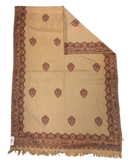 Beige  - Soft Art Wool Handloom Woven Shawl -  11C24 NTC2413 BGE1