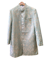 Sea Green - Classic Banarasi Brocade Sherwani with Gold Buttons -  HHF2408 TC 0624