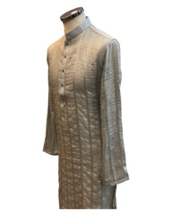 Light Grey / Silver - Silky -  Mens Indian Kurta set - Weddings / Walimas , Sangeet, Eid, Mehndi / Henna - NAD2512 01KR25