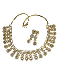 Gold - Medium Size Gold Finish Necklace Set with Earrings - SB568  11KK24