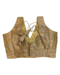 Gold - Crushed Brocade Tissue Saree / Lehenga Blouse - With Cups - Margin to loosen - UK Stock - AF2502 C 1224