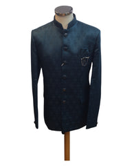 Teal - PREMIUM Slim Fit Mens Self Brocade BandhGala / Prince / Chinese Collar Jacket with Long inside Waistcoat - Fantastic Fit - CS2505 01PY25