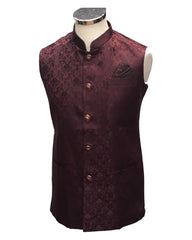 Maroon - Rich Suiting Material Mens Indian Waistcoat - Amazing Fit - Great Quality - YD2417 KC 0824