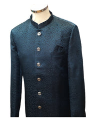 Teal - Classic Self Brocade Sherwani with Quality Buttons -  YD2415 06JP24