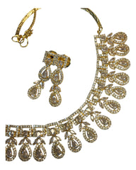 Gold - Medium Size Gold Finish Necklace Set with Earrings - SB568  11KK24