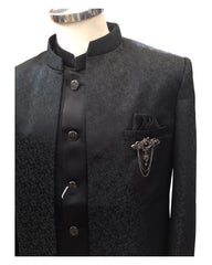 PREMIUM Slim Fit Mens Black BandhGala / Prince / Chinese Collar Open Jacket with inside Waistcoat- Fantastic Fit - CS2409 JA 0524