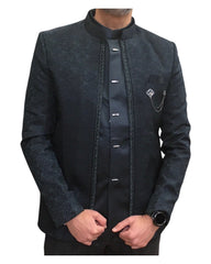 Teal - PREMIUM Slim Fit Mens BandhGala / Prince / Chinese Collar Open Jacket with inside Waistcoat- Fantastic Fit - CS2508 PP 0325