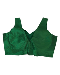 Green - Silky Saree blouse with cups,  Sleeveless - 42