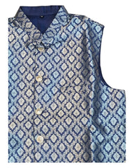 Navy - Rich Banarasi Brocade Handloom Brocade Mens Waistcoat - UK Stock- Dispatch in 24 hrs - KCS241106 KP