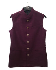 Wine - Rich Handloom Mens Waistcoat / Bandi - Bollywood - HHF2404 KV 0624