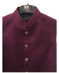 Wine - Rich Handloom Mens Waistcoat / Bandi - Bollywood - HHF2404 KV 0624