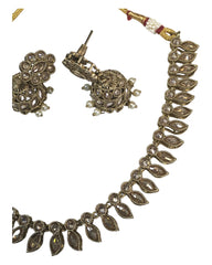 Gold - Small - Antique Gold Finish Necklace Set with Earrings - AE2402 C 0724