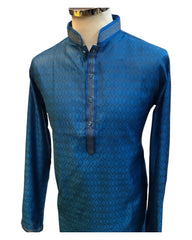 Blue - Brocade -  Mens Indian Kurta set - Weddings / Walimas , Sangeet, Eid, Mehndi / Henna - NAD2509 01KP25