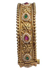 Openable - Gold Finish Hand Crafted Rajwadi Kada Bangle (Single) - Mix N Match - SB1132 J