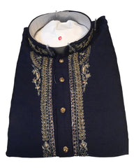 Navy Blue - Banarasi Brocade Mens Indian Kurta Set - Weddings / Walimas , Sangeet, Eid, Mehndi / Henna - KCS1950 VY 0225