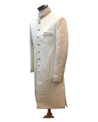 Cream - Rich Banarasi Brocade Sherwani with Zardosi Hand Embroidery -  BS978 01KYV25