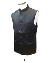 PREMIUM Slim Fit Mens Black BandhGala / Prince / Chinese Collar Open Jacket with inside Waistcoat- Fantastic Fit - CS2409 JA 0524