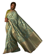 Sea Green - Chiffon Saree with Fancy Ready made Blouse - SA232 TC 0624