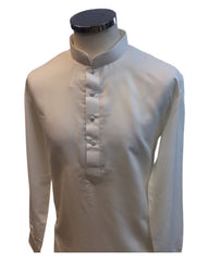 White - Rich Material Mens Indian Kurta set - Pair with a waistcoat or wear under Sherwanis - Weddings / Walimas , Sangeet, Mehndi / Henna , Eid / Diwali - BS2503 01VK25