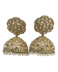 Gold - Large - Antique Gold Finish Traditional Zhumki Earrings - Bollywood - Weddings - SV2410 C 0724