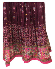 Wine - Chiffon Printed Lehenga Set - Size 12(38