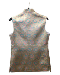 Cream Brocade - Rich Banarasi Handloom Mens Waistcoat / Bandi - Bollywood - HHF2405 KK 0624