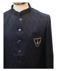 Navy Blue - PREMIUM Slim Fit Mens Self Brocade BandhGala / Prince / Chinese Collar Jacket - Fantastic Fit - CS2501 01TA25