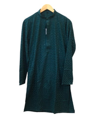 Teal / Rama Green - Rich Sequins Lucknowi Chiffon Mens Indian Kurta Set with Smart Pants - Weddings / Walimas , Sangeet, Eid, Mehndi / Henna - YD2501 KC 0225