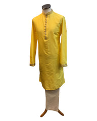 Haldi Yellow - Fantastic Mens Indian Kurta set - Weddings / Walimas , Sangeet, Eid, Mehndi / Henna - NAD2503 01KJ25