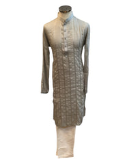 Light Grey / Silver - Silky -  Mens Indian Kurta set - Weddings / Walimas , Sangeet, Eid, Mehndi / Henna - NAD2512 01KR25