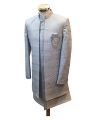 Silver / Light Grey - PREMIUM Mens Knee Length  Jacket with Long Waistcoat - Fantastic Fit - KCS6100 02PR25